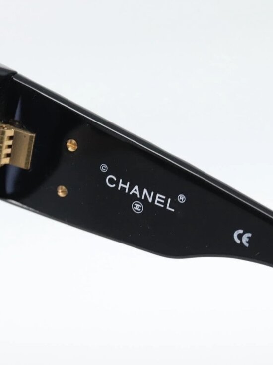 CHANEL Sunglasses Plastic Black Gold CC Auth bs35953 main image 2